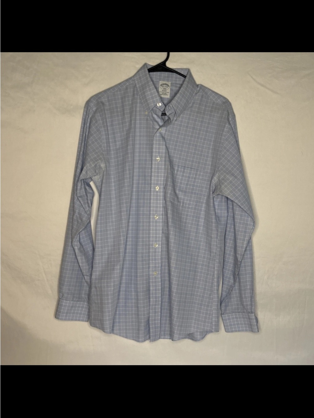 Brooks Brothers 1818 Regent Blue Plaid Non-Iron Polo Shirt 15.5 L